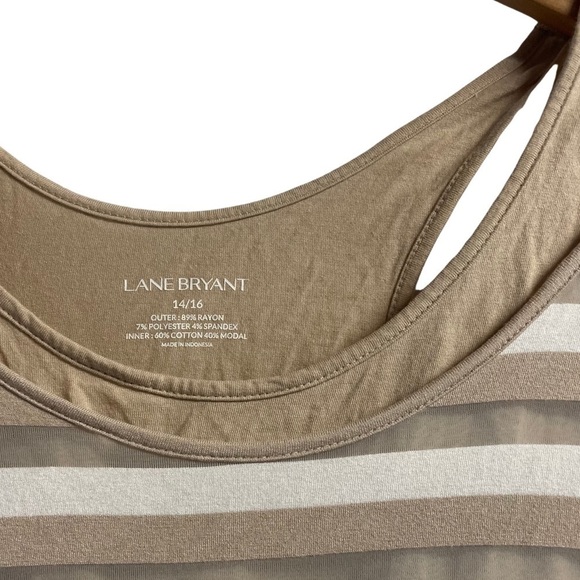 Lane Bryant off the shoulder top. Cream and white stripe, built in tank. - Picture 3 of 3